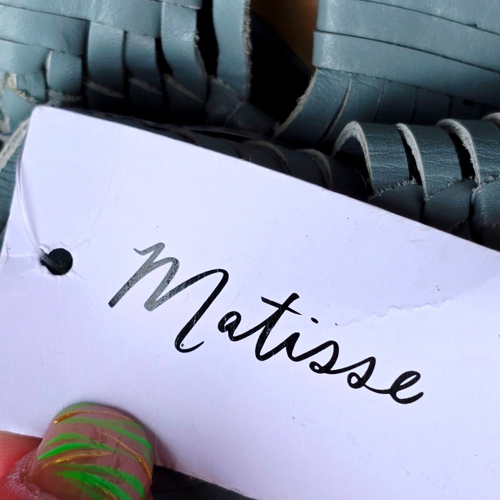 Matisse East End Woven Leather Mules Light Blue Pointed Toe Slides Size 7 NEW - Picture 3 of 5